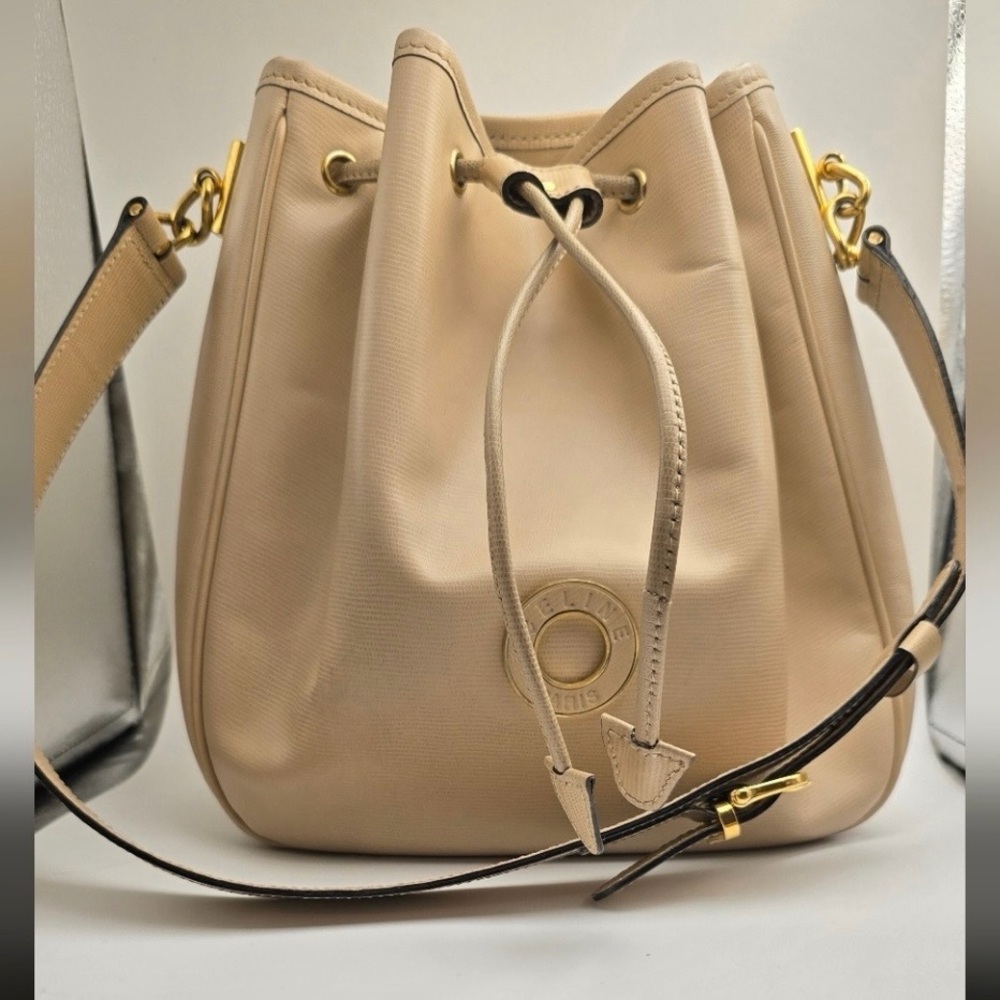 Authentic Cream Celine Bucket Bag